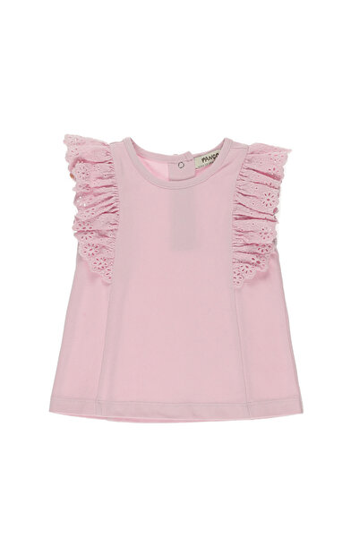 Panço Kız Bebek Dantel Detaylı Pembe Atlet