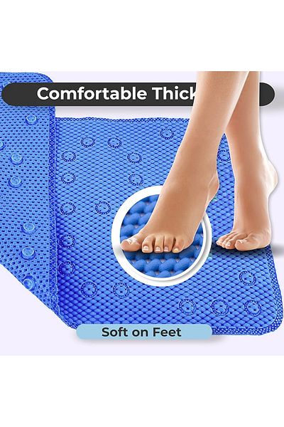 Blue Home Αντιολισθητικό χαλάκι μπάνιου - SOFT BAHT, Τρύπες αποστράγγισης, Χαλάκι ντους με γρήγορο στέγνωμα, μαξιλαράκια ποδιών μασάζ