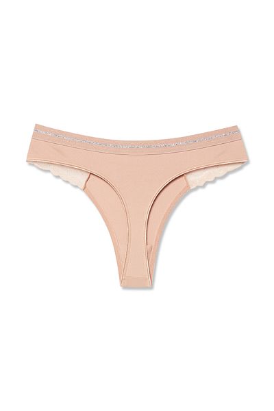 HNX Interlock Basen Lace Λεπτομερές γυναικείο στρινγκ εσώρουχο από καουτσούκ με λάμψη στη μέση
