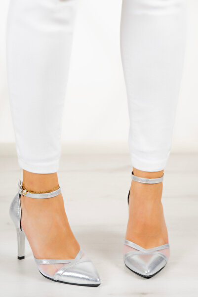 Erkan Saçmacı Liana Lame Mesh Pointed Toe Classic Thin Heeled Shoes