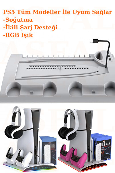 Asfal PS5 için Şarj Ünitesi Soğutucu Organizatör Slim ve Tüm PS5 Modeller ile...