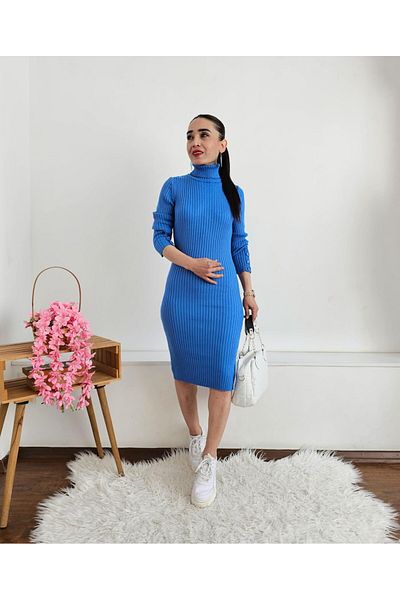 Altı Üstü Butik Rochie tricotată cu nasturi cu mâneci înalte
