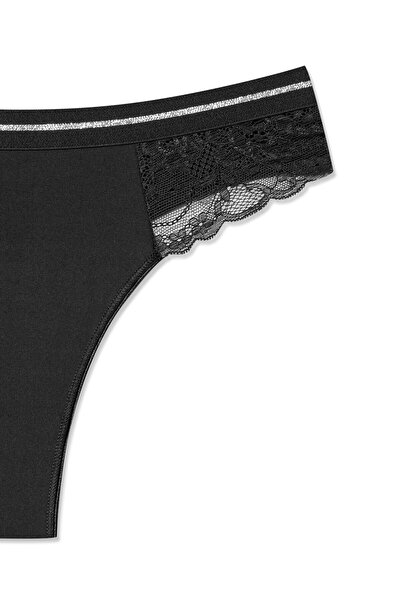 HNX Chiloți tanga de damă din cauciuc cu sclipici în talie