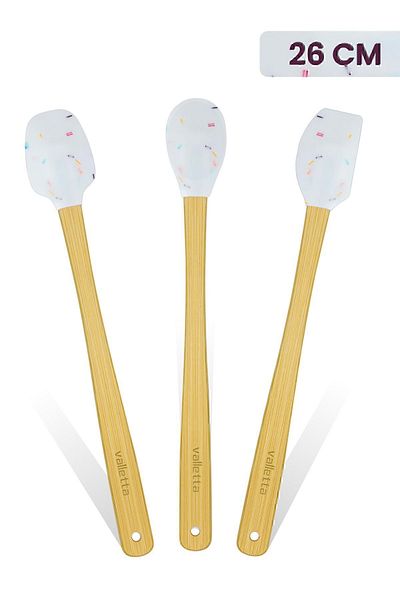 valletta Indigo Bamboo Silicone Spatula - Set of 3 White Spots, Long 26 cm