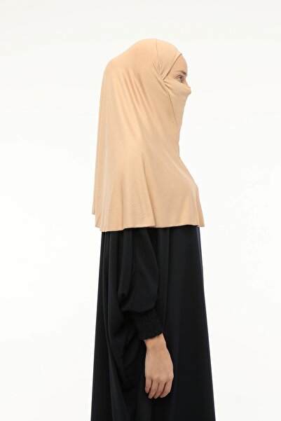 Altobeh Έτοιμο τουρμπάνι με πέπλο πρακτικό κασκόλ Hijab Hijab Nikaplı - Σουφλέ πανί προσευχής (XL) - Σκούρο μπεζ