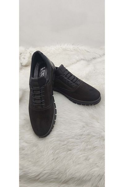 Voyager Real Nubuck Leather Black Men's Shoes - Rubber Tied 4765
