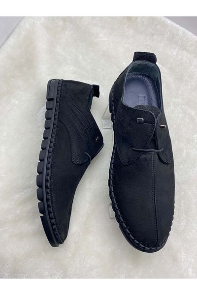 ÇİĞDEM KUNDURA Pantofi casual pentru bărbați Çiğdem din piele naturală nubuck neagră (2022)