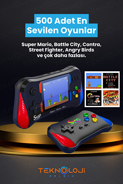 Teknoloji Gelsin 500 Oyun Retro sup konsolu x7m 3,5 inç ekran video oyunları  hd/av çıkışı taşınabilir mini gamepad