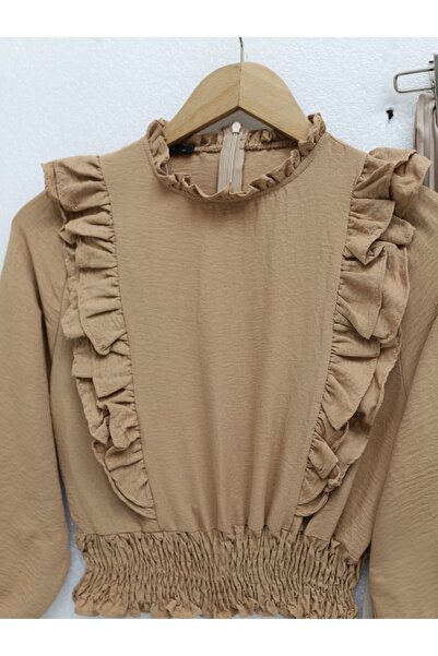 Modamorfo Μπλούζα Ayrobin Mink - Ρόμπα με βολάν και μαζεμένη μέση