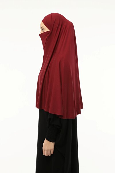 Altobeh Ready-made Turban Veil Practical Scarf Hijab with Hijab - Prayer Cover Souffle (3XL) - Claret Red