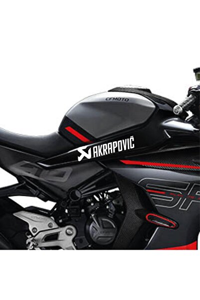 Motiker CF MOTO 450SR Akrapovic Orta Şase Tasarım Motosiklet Sticker Etiket Modeli Beyaz