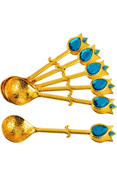 Sena Renkli Taşlı Metal 6'lı Kaşık (032)