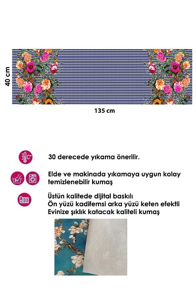 Vendini Quality Fabric, Vibrant Colors Runner and 4 Throw Pillow Covers Set