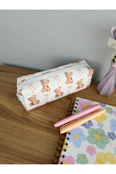 minyaturhayalim Teddy Ayıcık Desenli Kalemlik Boy Makyaj Çantası Ölçüleri 21-...