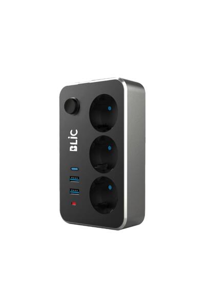 EksikSepeti Blic Termal Akım Korumalı Isıya Dayanıklı 3'lü Priz 2 Mt 2xUSB 1x...
