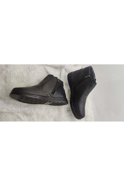 ÇİĞDEM KUNDURA Genuine Leather Black Orthopedic Soft Men's Boots - Çiğdem (1)