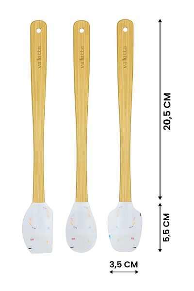 valletta Indigo Bamboo Silicone Spatula - Set of 3 White Spots, Long 26 cm