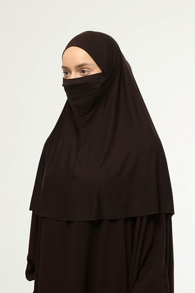Altobeh Έτοιμο τουρμπάνι πέπλο πρακτικό κασκόλ Hijab με χιτζάμπ Nikapli - Σουφλέ πανί προσευχής (XL) - Σκούρο καφέ