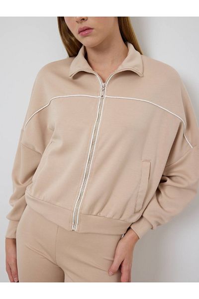 LEVURE Oversize Sweatshirt and Wide Leg Trousers - Piping Detailed Double Set
