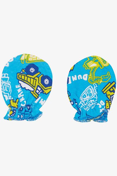 Breeze Blue Printed Newborn Baby Gloves Work Machine