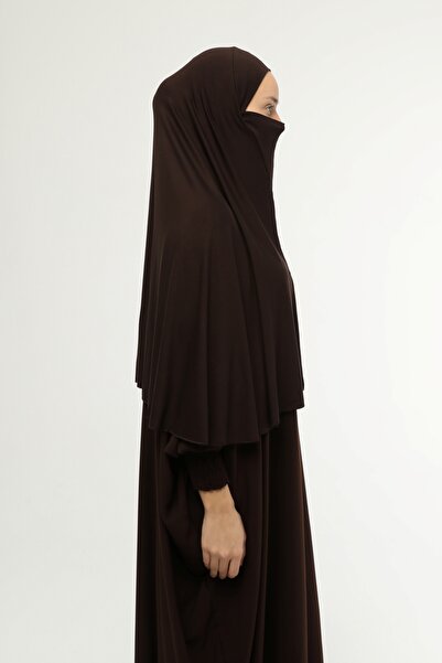 Altobeh Έτοιμο τουρμπάνι με πέπλο πρακτικό κασκόλ Hijab Nikapli Hijab - Σουφλέ κάλυμμα προσευχής (3xl) - Σκούρο καφέ