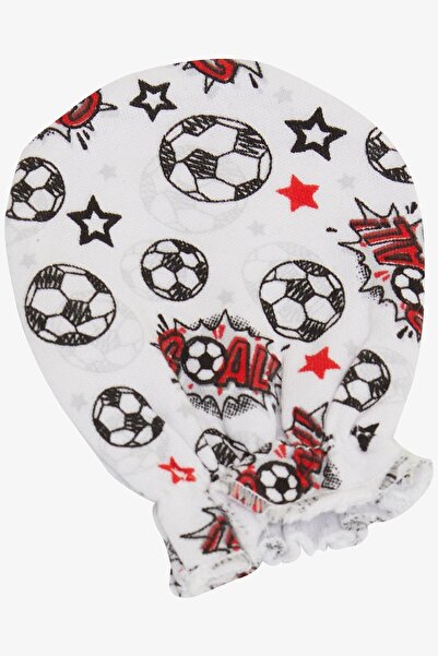 Breeze White Newborn Baby Gloves - Football Themed