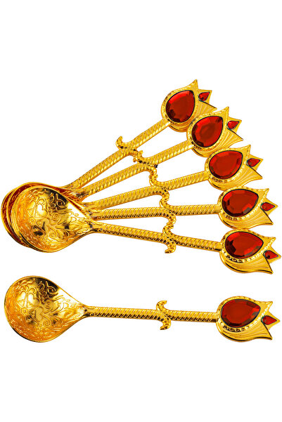 Sena Renkli Taşlı Metal 6'lı Kaşık (032)