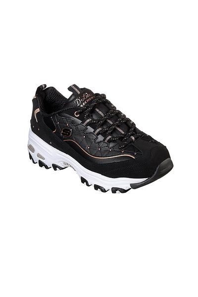 SKECHERS Pantofi de damă din piele negru-auriu - 13087 Model Bkrg-Bkrg