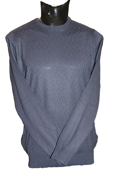 Diandor Men's O-Neck Wool Knitwear Sweater Navy Blue