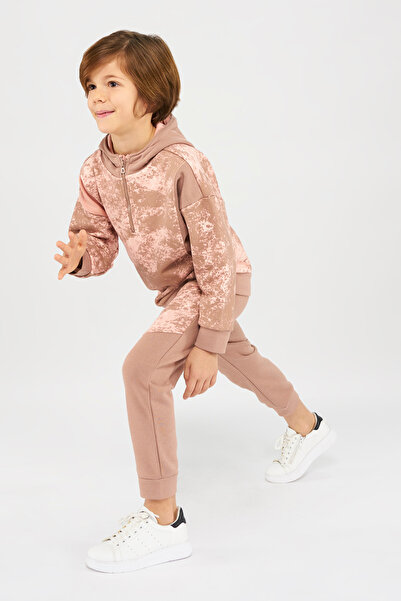 Panço Erkek Çocuk Baskılı Somon Sweatshirt