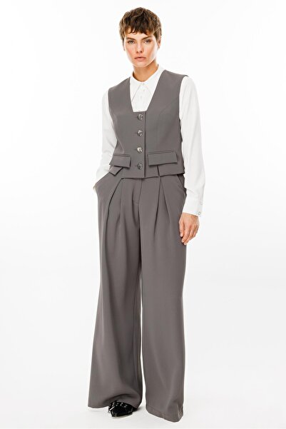 Moda İlgi Modailgi Kare Yaka Kapamalı Yırtmaç ve Kapak Detaylı Kısa Yelek - 4...