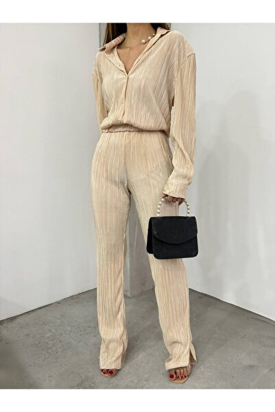 Modamorfo Σετ 2 τεμαχίων με μπεζ πιέτες πουκάμισο