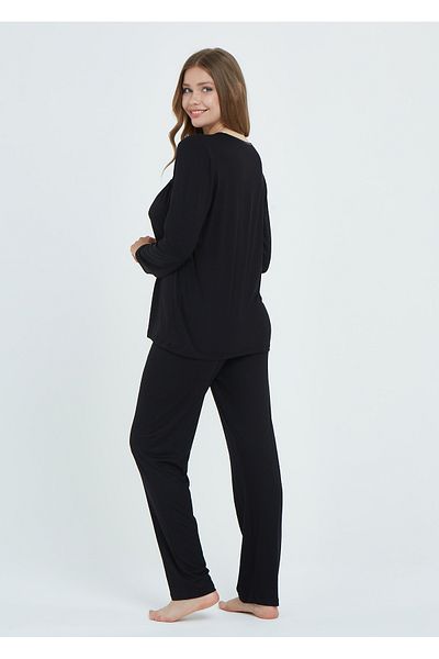 CAROLINE SET PIJAMA DANTELA MÂNECĂ LUNGĂ