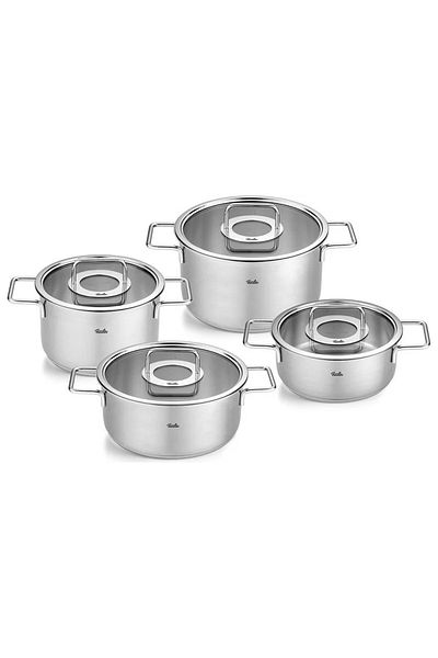 Fissler Pure Collection 8 Piece Glass Lid Steel Pot Set