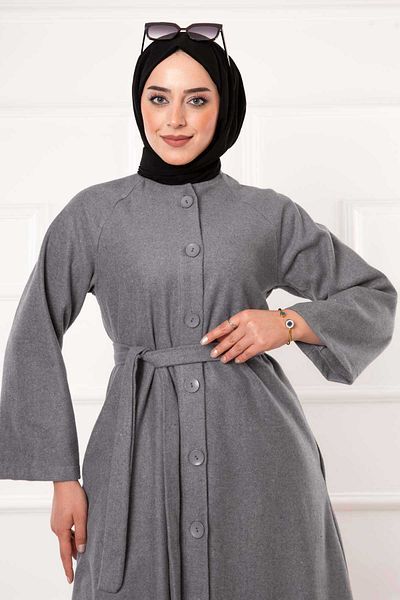 EBRUTESETTÜR Belted Buttoned Cashmere Coat with Mobile Belt