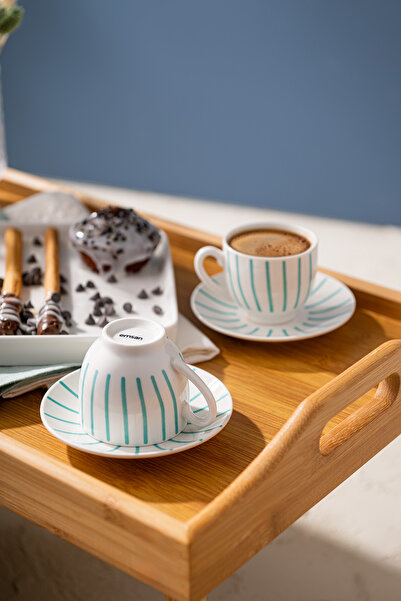 Emsan Mathilda New Bone 2 Kişilik Kahve Fincan Takımı 90 ml Yeşil