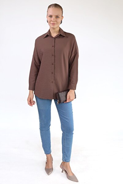 Rays موديل 4305A - قميص بني كلاسيكي كبير الحجم