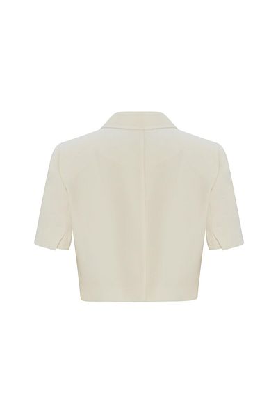 Exquise Single Button Short Sleeve Crop Jacket