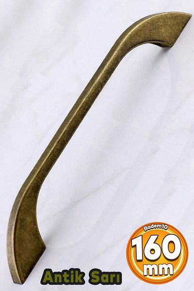 Badem10 Meriç 160 mm - 16 cm mobilier din metal galben antic antic sertar bucătărie dulap dulap mâner mâner