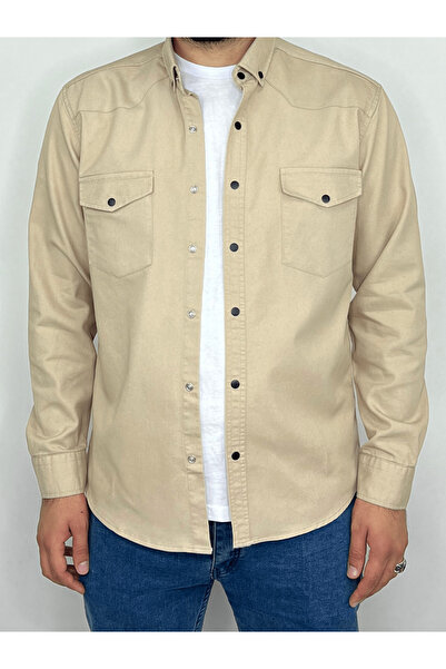 greenrise Gabardin Çift Cepli Çıt Çıt Düğmeli Erkek Gömlek