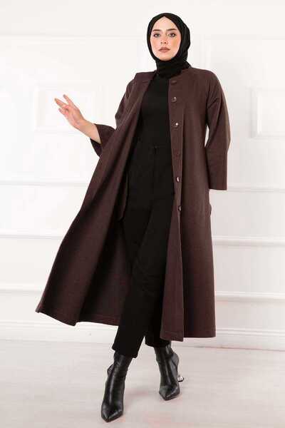 EBRUTESETTÜR Belted Buttoned Cashmere Coat with Mobile Belt