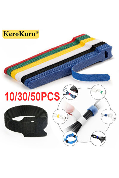 Choice3 30 قطعة من منظم الكابلات من Kerokuru باللون الأسود لإدارة الكابلات وش...