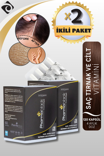 Pharmablack Saç Dökülmelerine Karşı Biotin & Keratin Vitamin Complex 60 Kapsü...