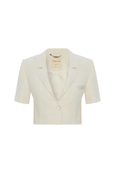 Exquise Single Button Short Sleeve Crop Jacket