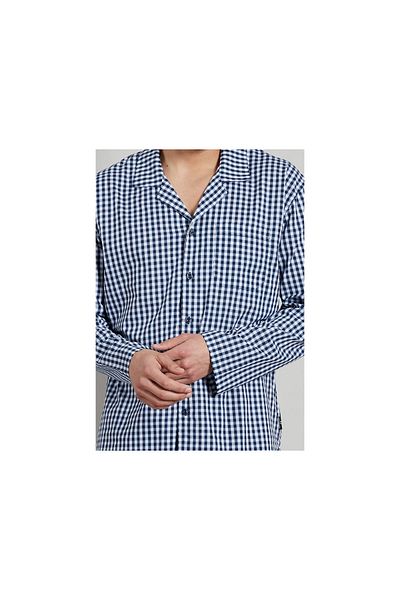 Götzburg GÖTZBURG Herren Schlafanzug - Nachtwäsche, Pyjama, Baumwolle, Knopfleiste, kariert, lang