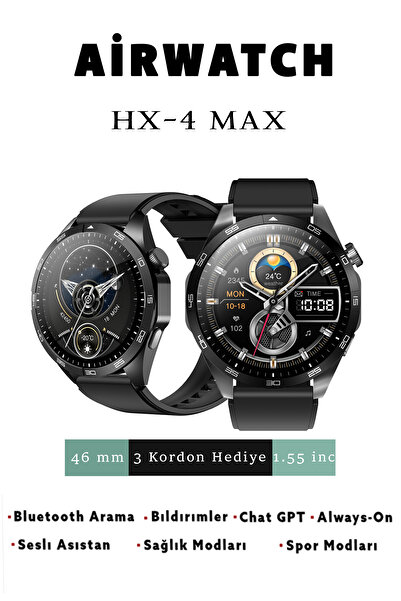 AirWatch HX4-MAX IOS & ANDROİD TÜM CİHAZLARA UYUMLU AKILLI SAAT