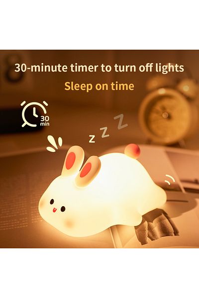 Choice Cute Rabbit-shaped 1pc Cute Rabbit-shaped USB Rechargeable Silicone Night Light for Bedroom - Eye Pr