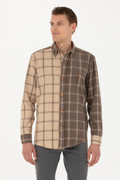 U.S. Polo Assn. Erkek Açık Haki Uzun Kollu Gömlek 50272421-VR183