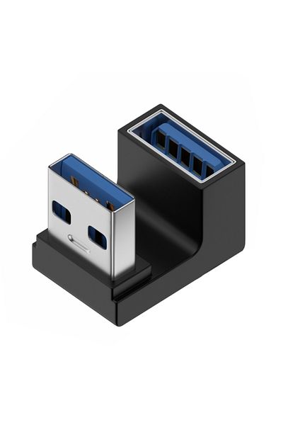 Choice محول تمديد USB 3.0 ذكر إلى أنثى بزاوية قائمة بزاوية 90 درجة على شكل حرف U مع كوع علوي