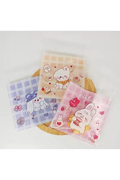 OZN AKSESUAR Bantlı Şeffaf Desenli Poşet Opp 7x7 Cm 95 Adet